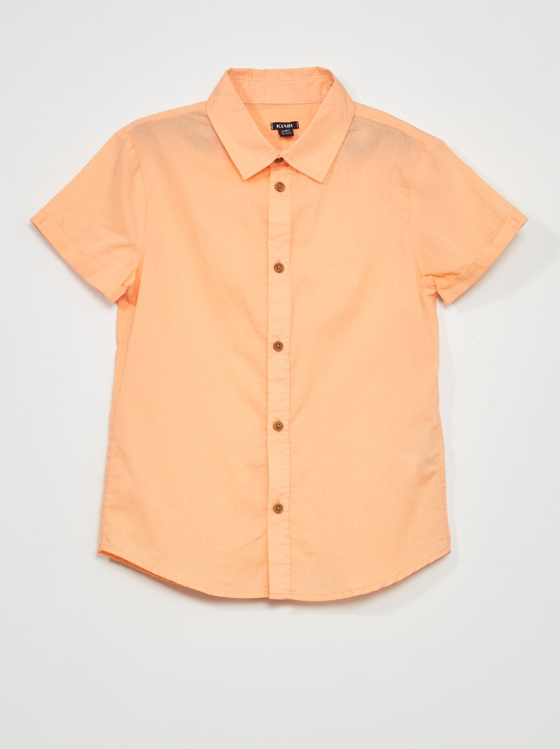 Camisa lisa em voile de algodão LARANJA - Kiabi