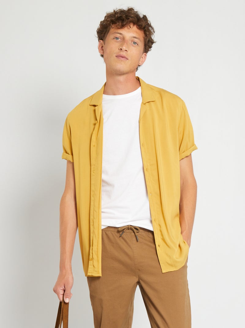 Camisa lisa leve e fluida BEGE - Kiabi