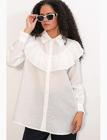 Camisa longa relaxed com detalhe de folho bdart