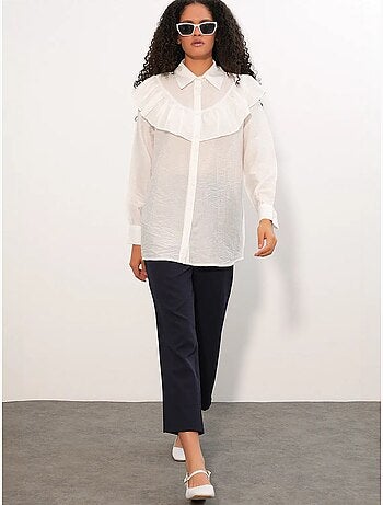 Camisa longa relaxed com detalhe de folho bdart
