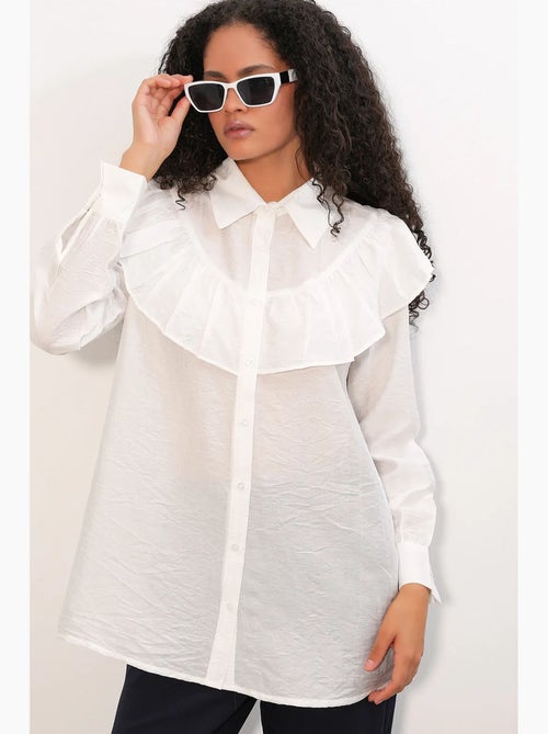 Camisa longa relaxed com detalhe de folho bdart - Kiabi Camisa longa relaxed com detalhe de folho bdart - Kiabi