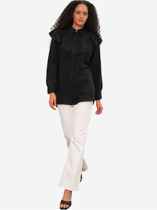 Camisa longa relaxed com detalhe de folho bdart - Kiabi Camisa longa relaxed com detalhe de folho bdart - Kiabi