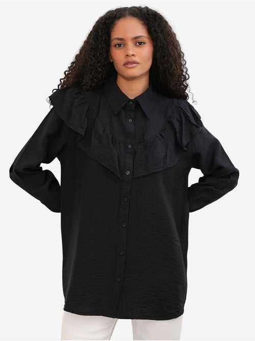 Camisa longa relaxed com detalhe de folho bdart - Kiabi Camisa longa relaxed com detalhe de folho bdart - Kiabi