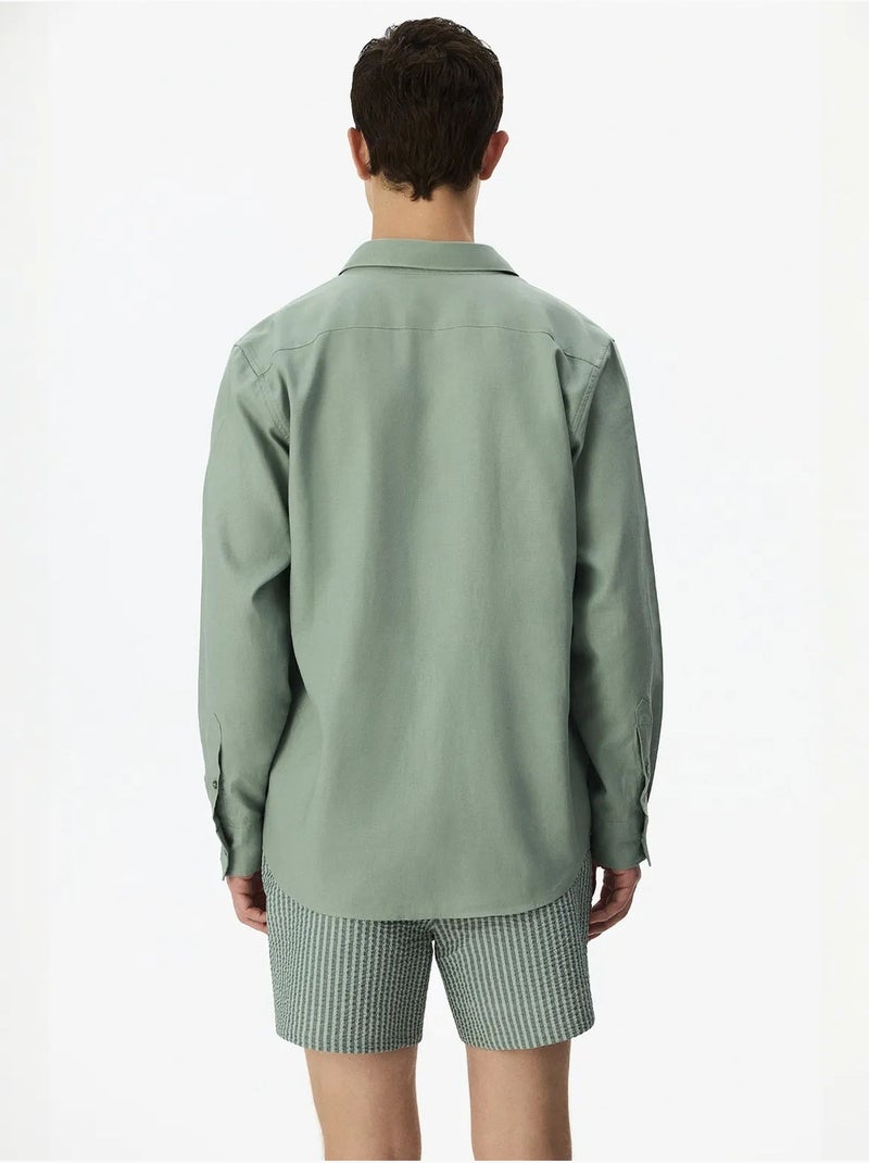 Camisa masculina air em mistura de linho penti Verde menta - Kiabi