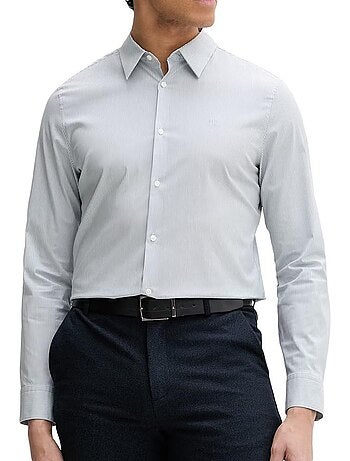 Camisa masculina calvin klein jeans slim fit com riscas azuis claras