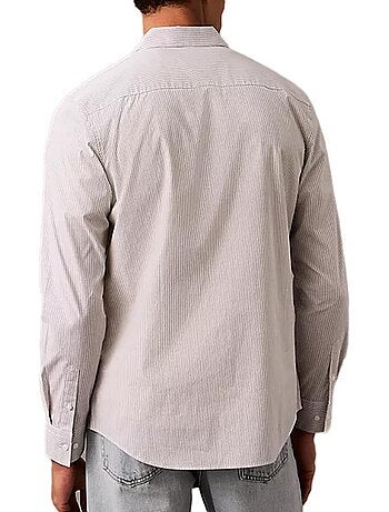 Camisa Masculina Calvin Klein Jeans Slim Fit Riscas Azul