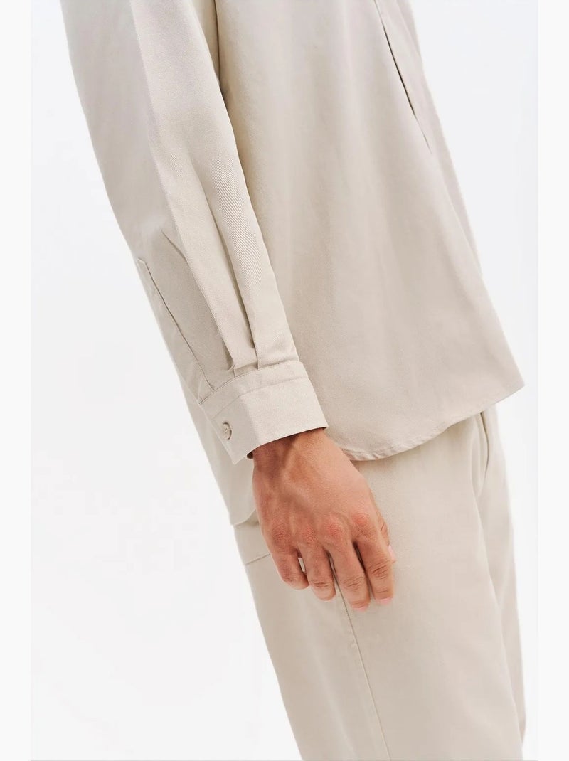 Camisa masculina de algodão e lycra giesto Bege-argila - Kiabi