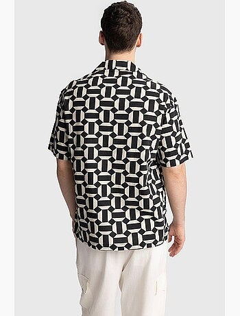Camisa masculina de popelina de algodão com estampa geométrica giesto