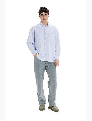 Camisa masculina de popelina de algodão texturizada giesto