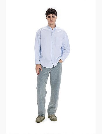 Camisa masculina de popelina de algodão texturizada giesto
