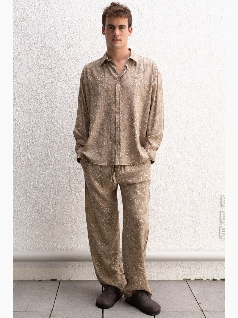 Camisa masculina giesto Bege-argila - Kiabi