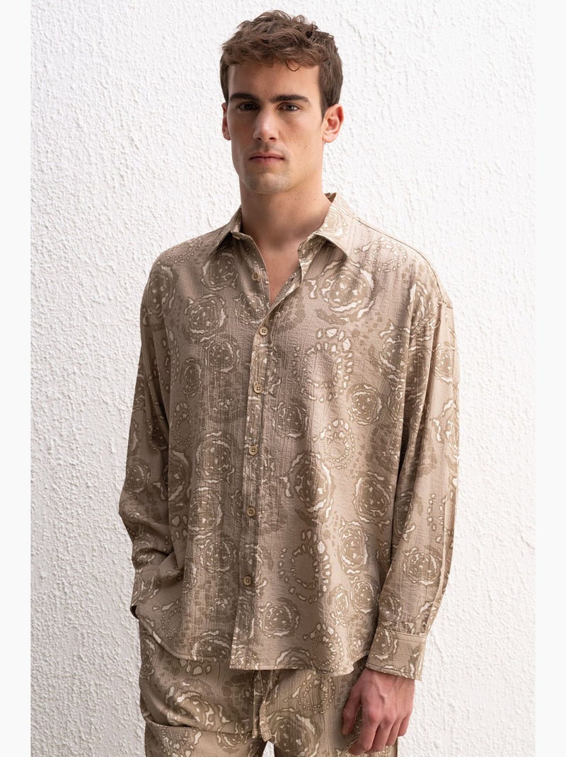 Camisa masculina giesto Bege-argila - Kiabi