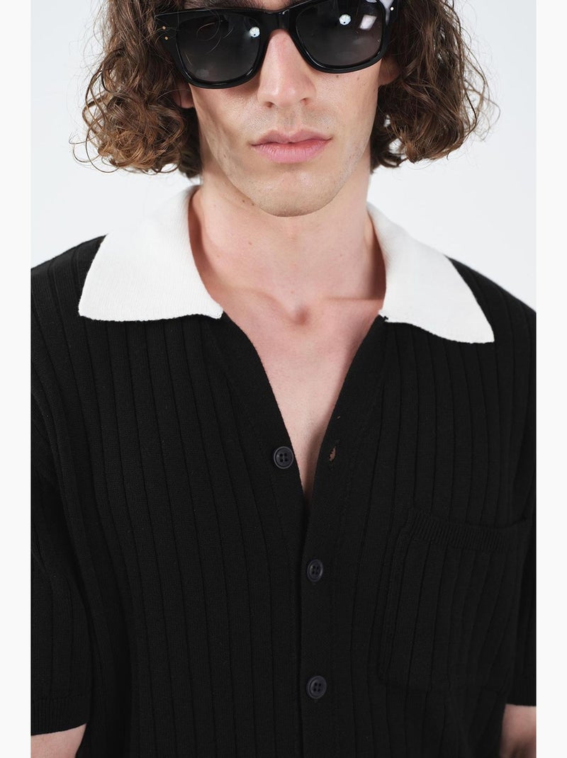 Camisa masculina giesto Preto Branco - Kiabi