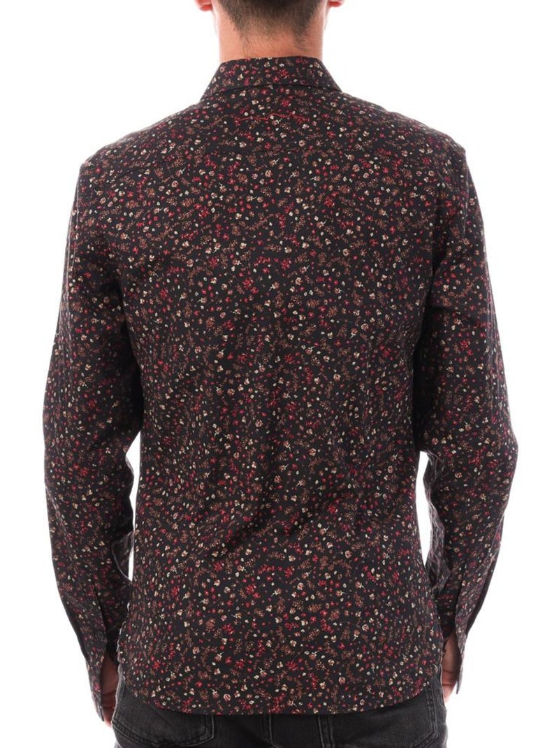 Camisa Masculina Teddy Smith Carton Stretch Preta/Vermelha com Padrão Floral Preto - Kiabi