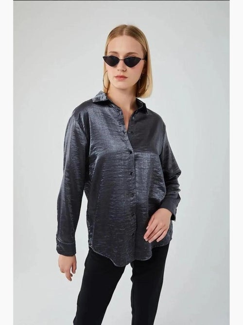 Camisa metalizada com botões e manga comprida mixray - Kiabi