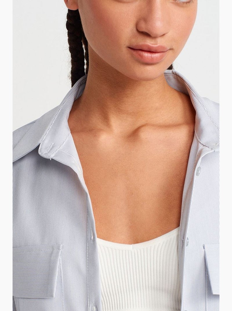 Camisa overshirt cropped oversized em crepe dilvin Azul claro - Kiabi