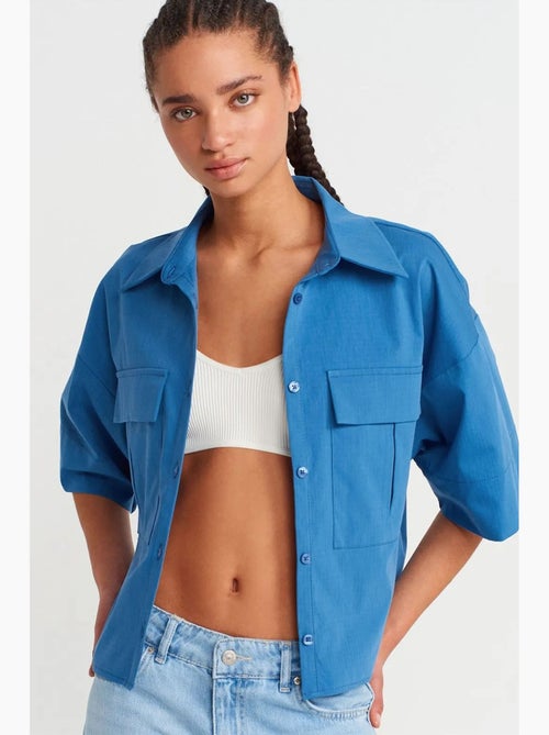 Camisa overshirt cropped oversized em crepe dilvin - Kiabi Camisa overshirt cropped oversized em crepe dilvin - Kiabi