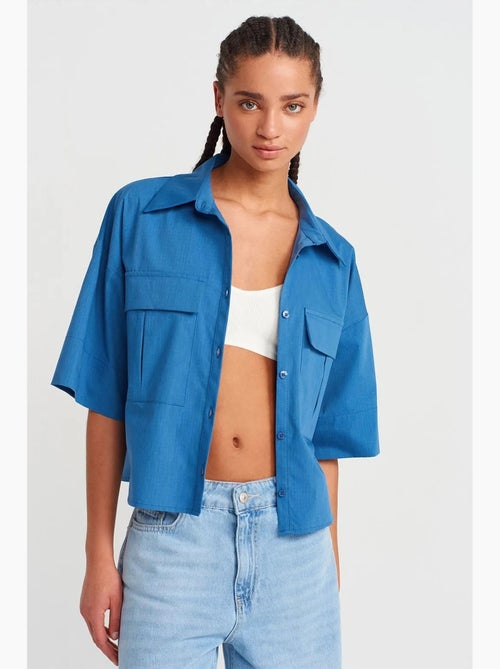 Camisa overshirt cropped oversized em crepe dilvin - Kiabi Camisa overshirt cropped oversized em crepe dilvin - Kiabi
