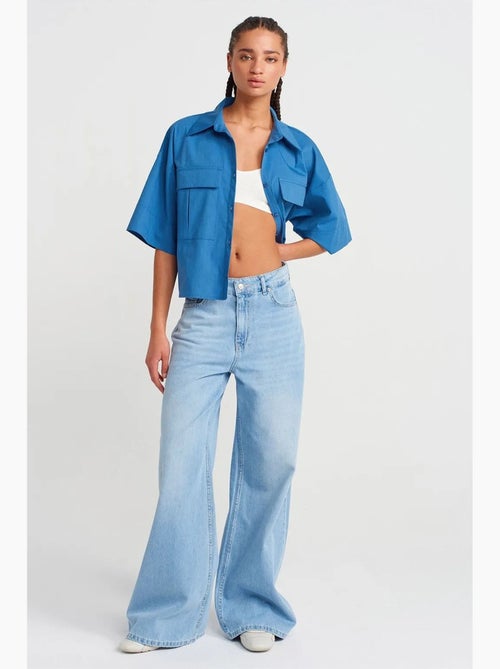 Camisa overshirt cropped oversized em crepe dilvin - Kiabi Camisa overshirt cropped oversized em crepe dilvin - Kiabi