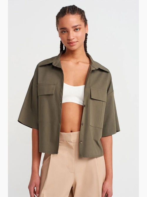 Camisa overshirt cropped oversized em crepe dilvin - Kiabi Camisa overshirt cropped oversized em crepe dilvin - Kiabi
