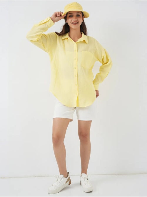 Camisa overshirt em mistura de linho com fecho de botões bdart - Kiabi Camisa overshirt em mistura de linho com fecho de botões bdart - Kiabi