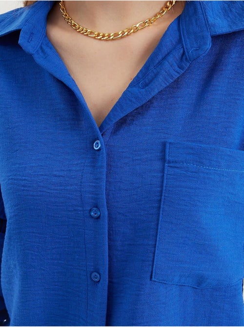 Camisa overshirt em mistura de linho com fecho de botões bdart - Kiabi Camisa overshirt em mistura de linho com fecho de botões bdart - Kiabi