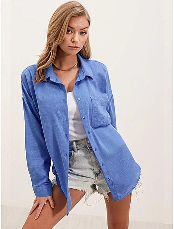 Camisa overshirt em mistura de linho com fecho de botões bdart
