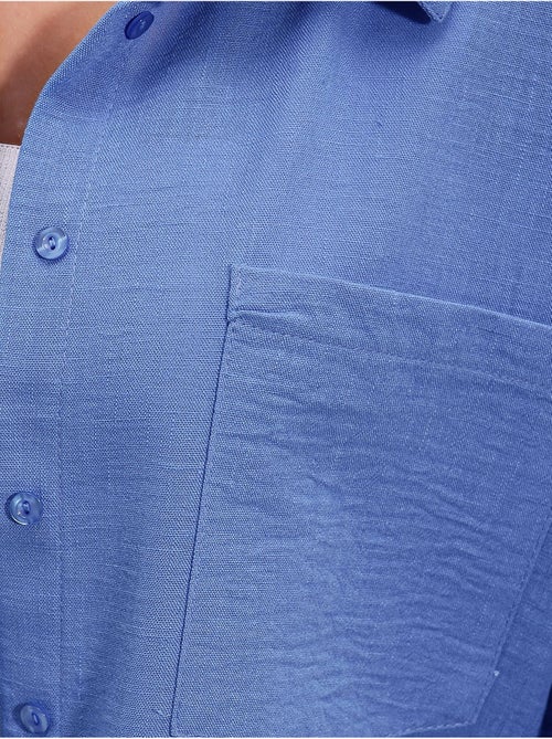Camisa overshirt em mistura de linho com fecho de botões bdart - Kiabi Camisa overshirt em mistura de linho com fecho de botões bdart - Kiabi