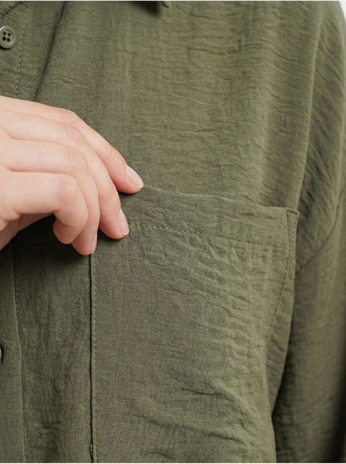 Camisa overshirt em mistura de linho com fecho de botões bdart - Kiabi Camisa overshirt em mistura de linho com fecho de botões bdart - Kiabi