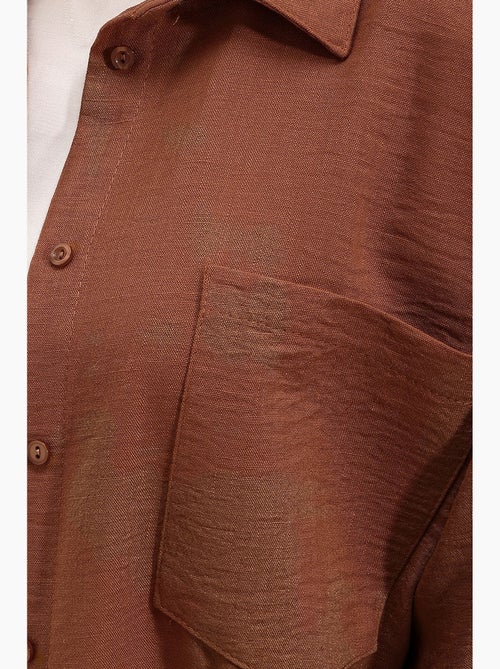 Camisa overshirt em mistura de linho com fecho de botões bdart - Kiabi Camisa overshirt em mistura de linho com fecho de botões bdart - Kiabi