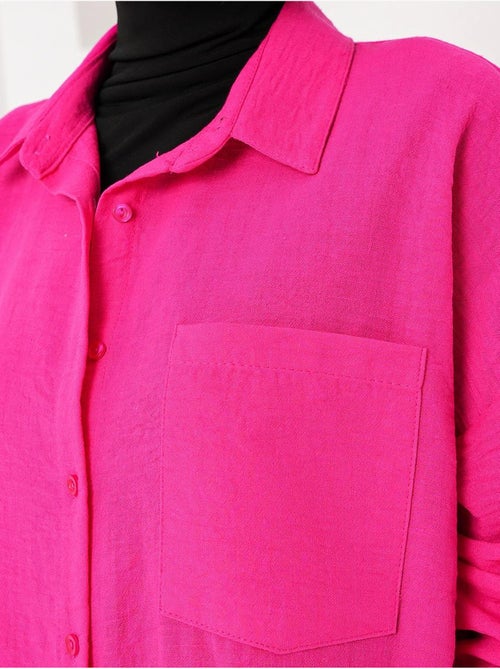 Camisa overshirt em mistura de linho com fecho de botões bdart - Kiabi Camisa overshirt em mistura de linho com fecho de botões bdart - Kiabi