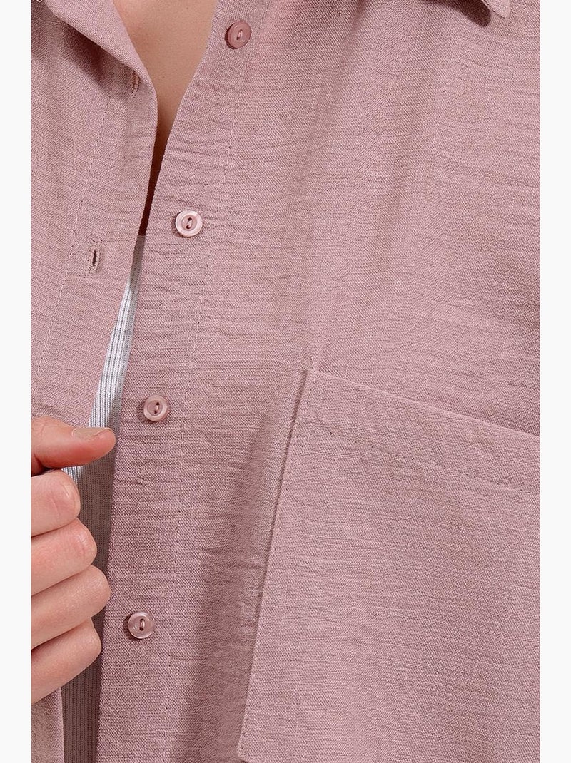 Camisa overshirt em mistura de linho com fecho de botões bdart Malva - Kiabi