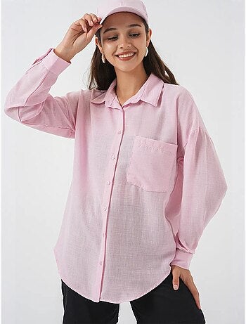 Camisa overshirt em mistura de linho com fecho de botões bdart