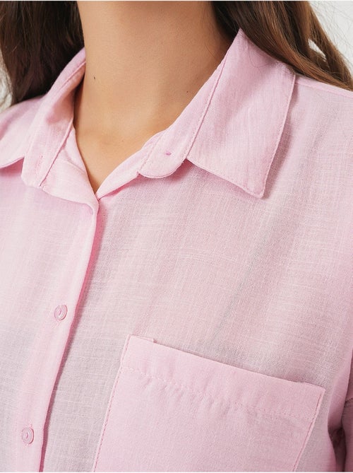 Camisa overshirt em mistura de linho com fecho de botões bdart - Kiabi Camisa overshirt em mistura de linho com fecho de botões bdart - Kiabi