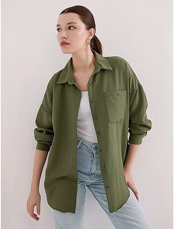 Camisa overshirt em mistura de linho com fecho de botões bdart