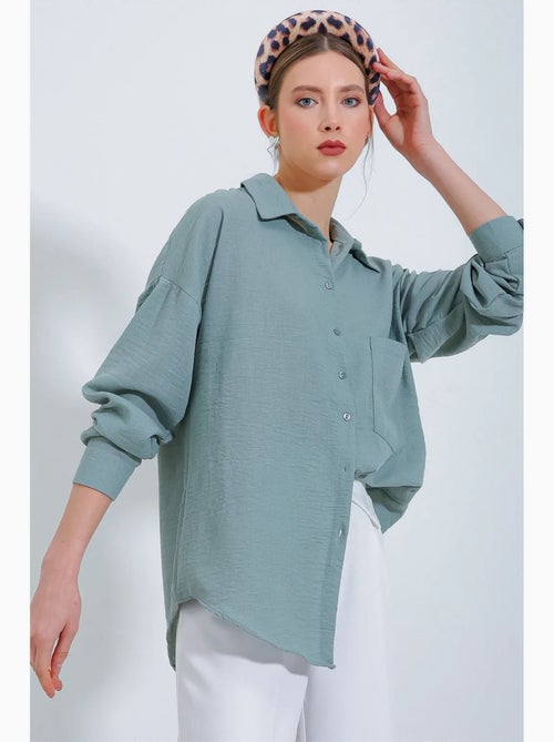Camisa overshirt em mistura de linho com fecho de botões bdart - Kiabi Camisa overshirt em mistura de linho com fecho de botões bdart - Kiabi