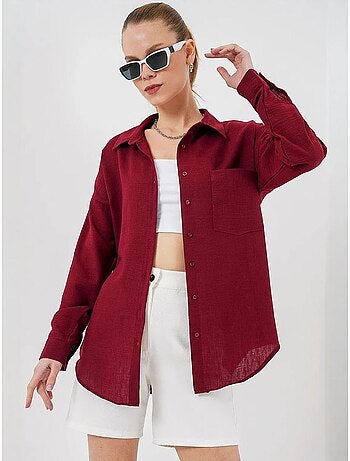 Camisa overshirt em mistura de linho com fecho de botões bdart