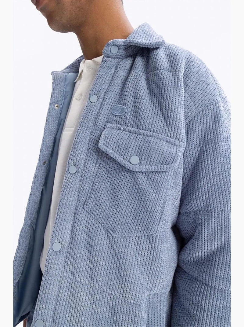 Camisa overshirt masculina acolchoada texturizada giesto Azul-céu - Kiabi
