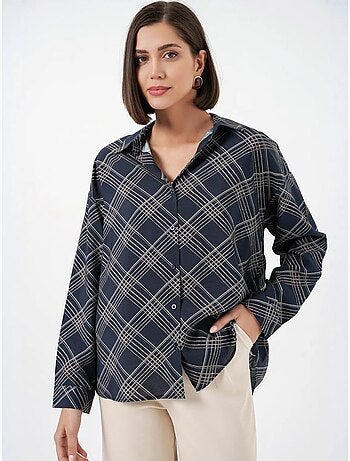 Camisa oversize aos quadrados com botões bdart