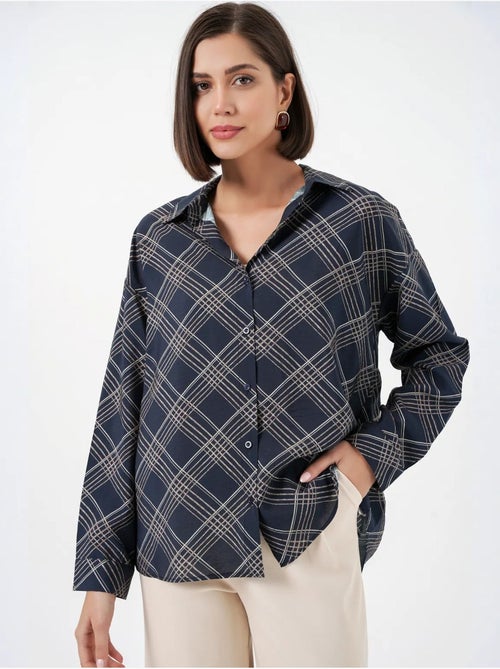 Camisa oversize aos quadrados com botões bdart - Kiabi