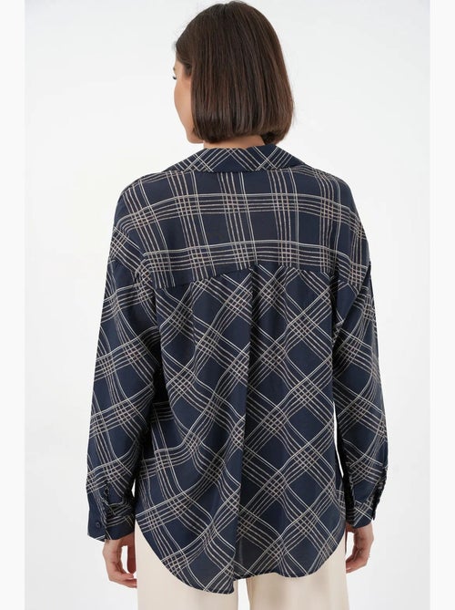 Camisa oversize aos quadrados com botões bdart - Kiabi