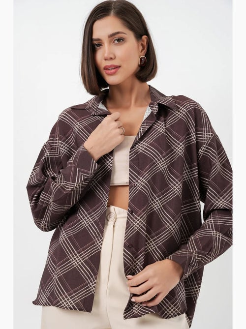 Camisa oversize aos quadrados com botões bdart - Kiabi Camisa oversize aos quadrados com botões bdart - Kiabi