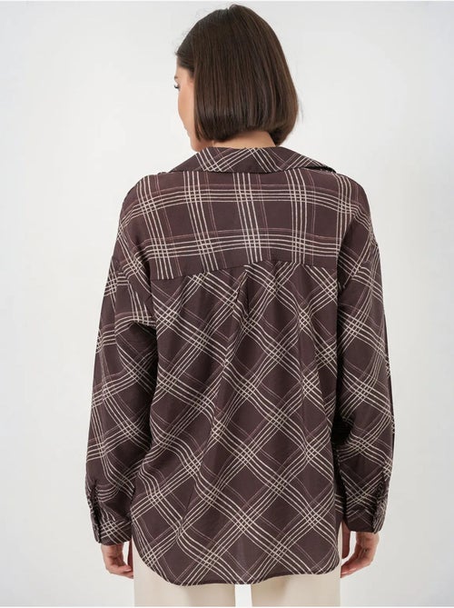 Camisa oversize aos quadrados com botões bdart - Kiabi Camisa oversize aos quadrados com botões bdart - Kiabi