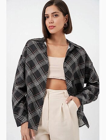 Camisa oversize aos quadrados com botões bdart