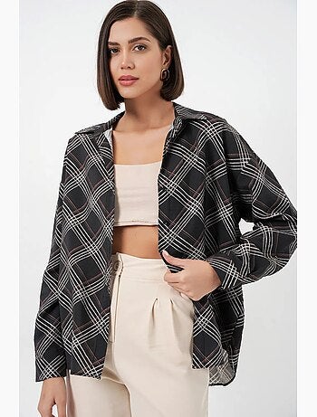 Camisa oversize aos quadrados com botões bdart