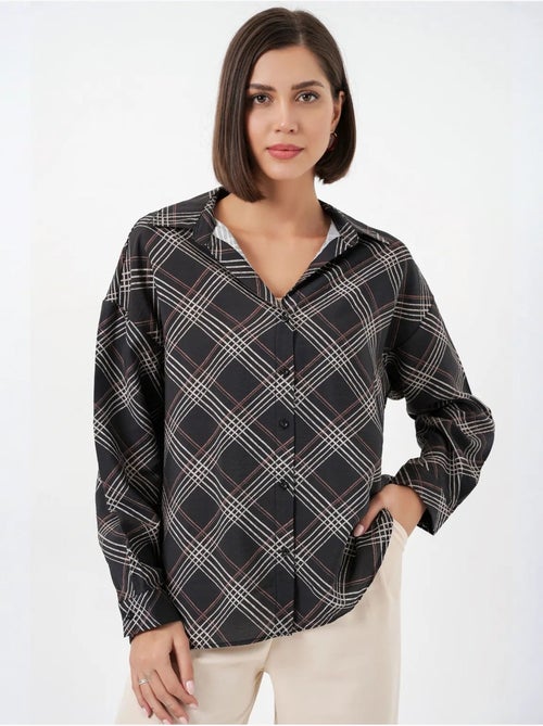 Camisa oversize aos quadrados com botões bdart - Kiabi
