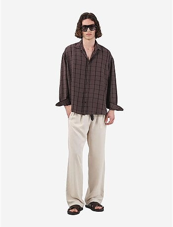 Camisa oversize aos quadrados com botões giesto