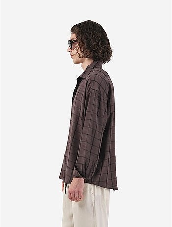 Camisa oversize aos quadrados com botões giesto