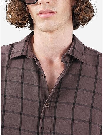 Camisa oversize aos quadrados com botões giesto