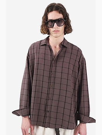 Camisa oversize aos quadrados com botões giesto